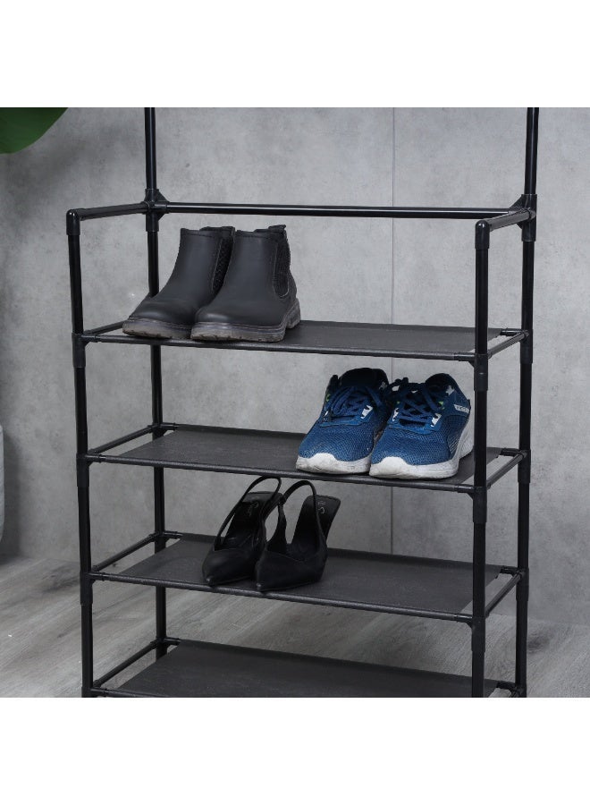 Royalford Portable Shoe Rack RF12781 with 4 Shelves and 8 Hooks, 10 kg Capacity, Strong Metal Rods, Easy to Assemble Multi-Purpose Storage for Shoes, Cap, and other Accessories - Image 2